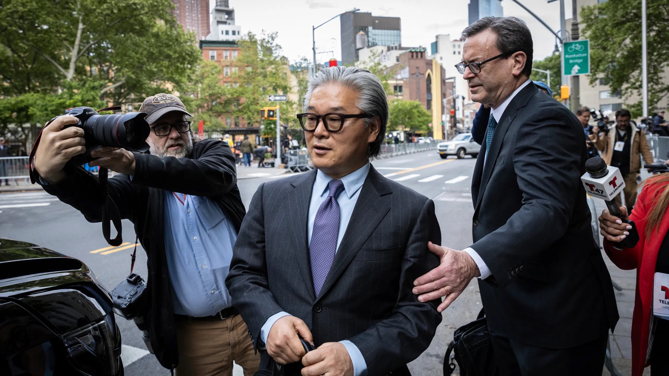 Bill Hwang, founder of Archegos Capital Management, exits Manhattan federal court after the first day of his corruption trial on Monday, May 13, 2024
Image Source: KARK
